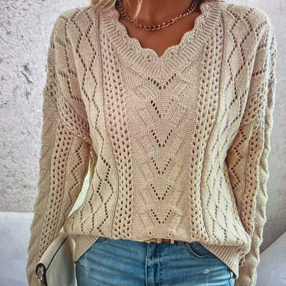 Elegant Cream Cable Knit Sweater